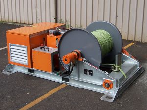 10kN Skid-mount Recovery Winch including Automatic Fairlead - electric cable pulling winch